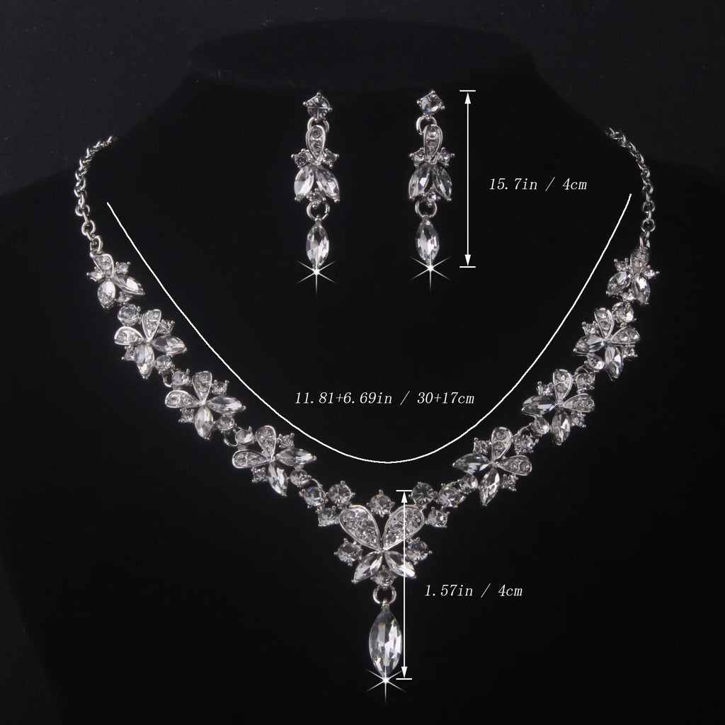 High-End Bridal Wedding Necklace & Earring Set – Elegant Evening Party Accessories
