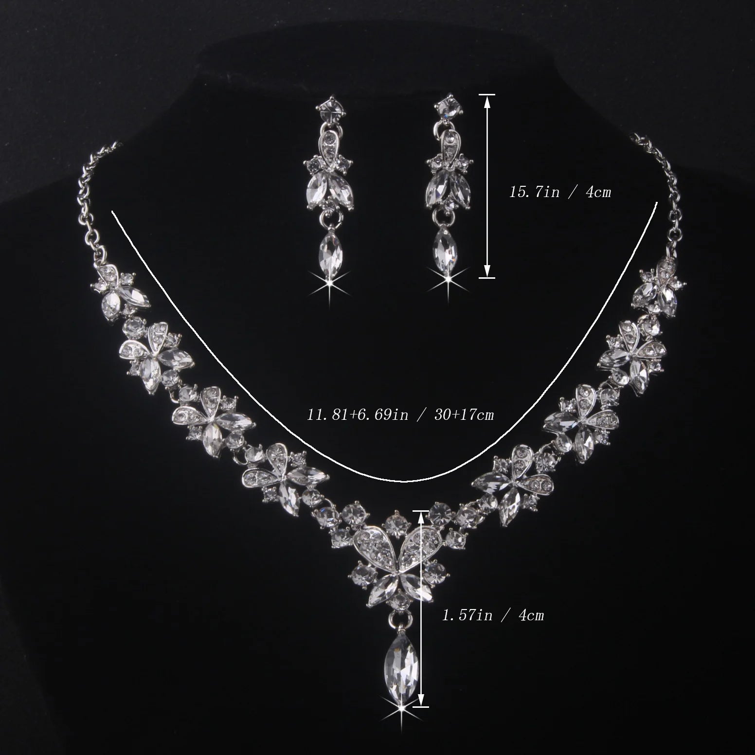 High-End Bridal Wedding Necklace & Earring Set – Elegant Evening Party Accessories