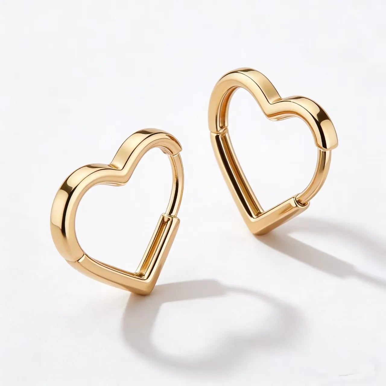 Heart Hoop Earrings Gold Color Metal Love Earrings Minimalist Fancy Girl Gift Fashion Jewelry for Women