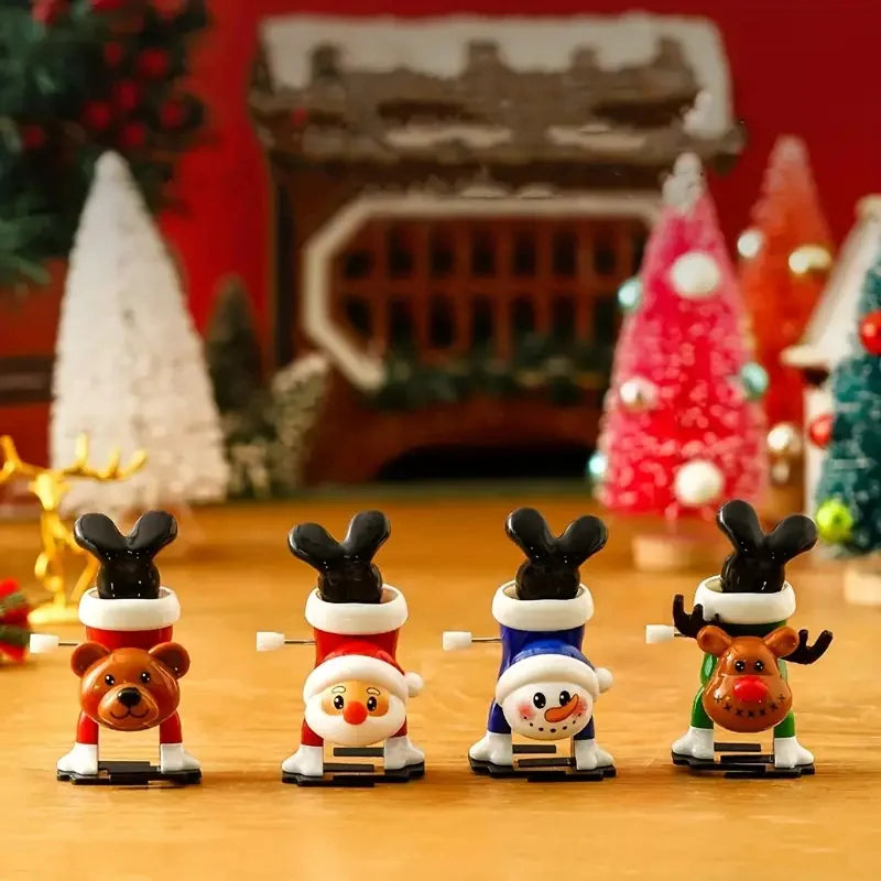 Wind-Up Jumping & Walking Figurines | Santa Claus & Snowman Clockwork Toys | Christmas Party Favors & Home Decor Ornaments