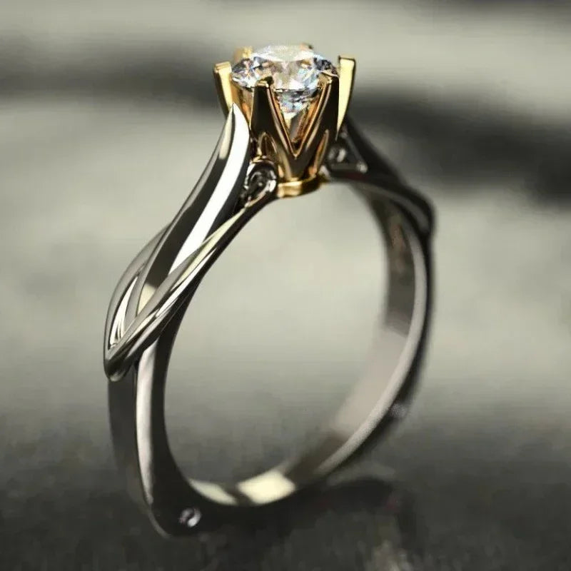 Personalized Bicolor Women's Wedding Ring – Luxurious Cubic Zirconia Proposal Ring
