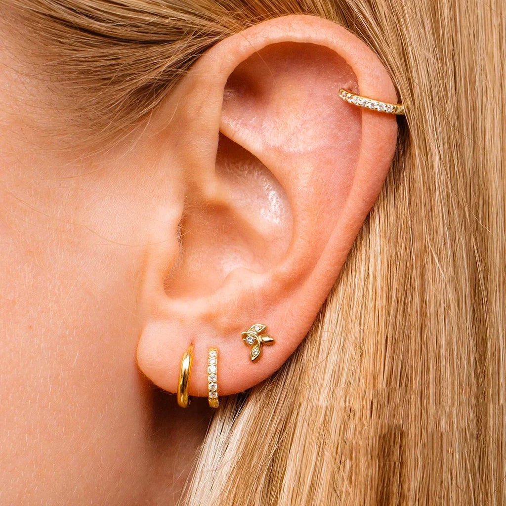 2/6PCS 316L Stainless Steel Minimalist Hoop Earrings Crystal Zirconia Small Cartilage Helix Tragus Piercing Jewelry for Women