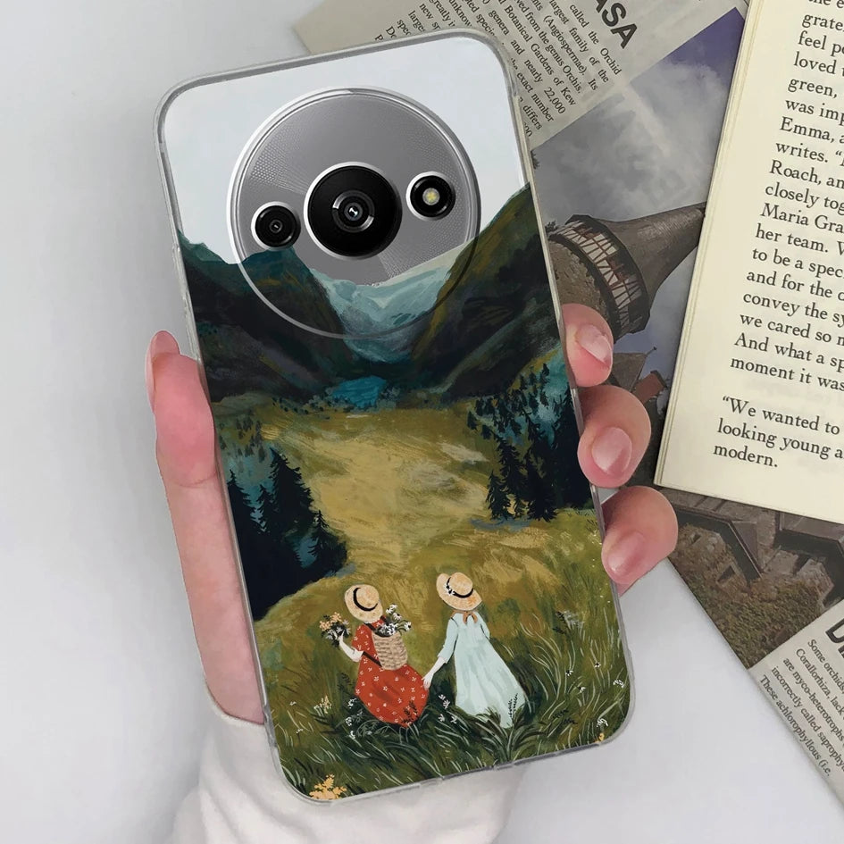 Xiaomi Redmi A3 Phone Case – Butterfly Coloured Drawing Back Cover with Screen Protector