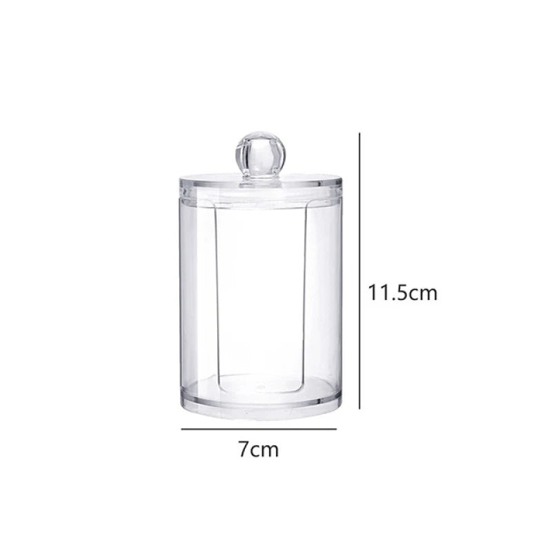 Acrylic Storage Box Bathroom Jar Makeup Organizer Cotton Round Pad Holder Cotton Swab Box Qtip Holder Dispenser with Bamboo Lid