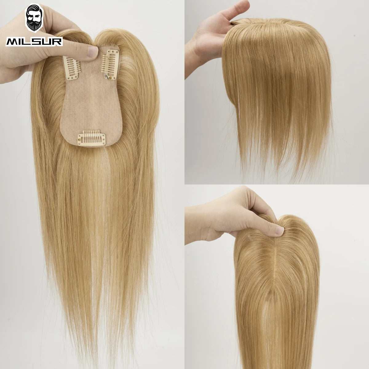 Clip-In Human Hair Topper | 100% Brazilian Remy Hair | Straight 10'' | 7x11cm Silk Base