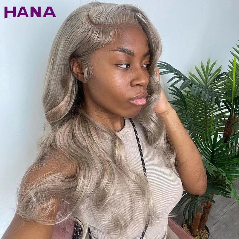 HD 13X4 13X6 Lace Frontal Wig Body Wave Remy Human Hair Wigs For Women Ash Blonde Gray Colored Pre-Plucked 5X5 Lace Closure Wig