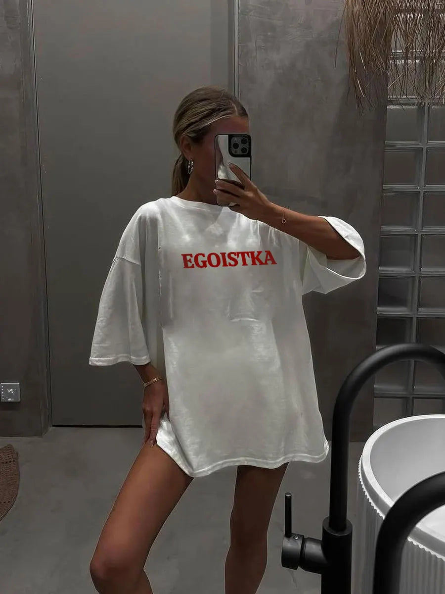 Hirsionsan American Retro Letter Printed T Shirt Women Summer Cotton Soft Short Sleeve Tee Female Oversized Higt Street Top 2025