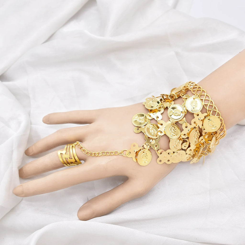 Indian Dance Jewelry Set – Necklace, Headwear, Earrings & Bracelet for Women's Party