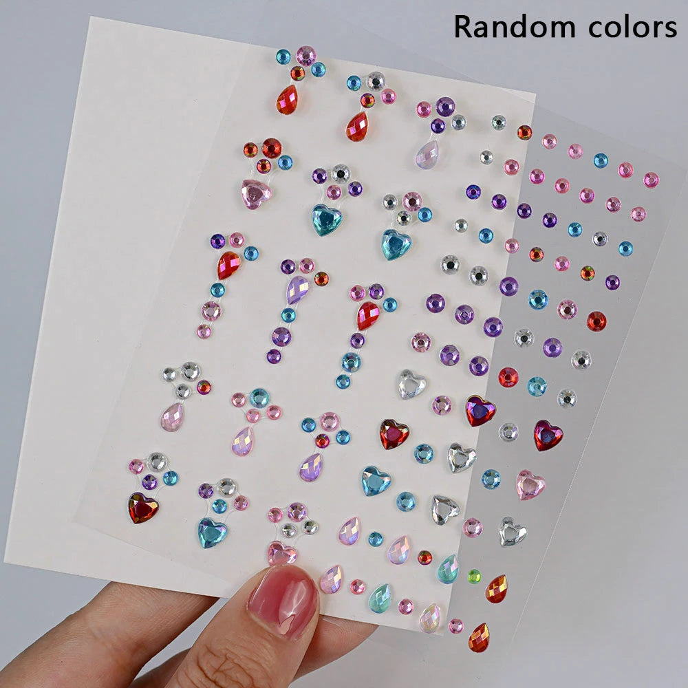 1Sheet 3D Dreamy Shell Pearl Gems Face Stickers Sparkling Mermaid Diamond Temporary Tattoos DIY Body Art Stage Makeup Rhinestone