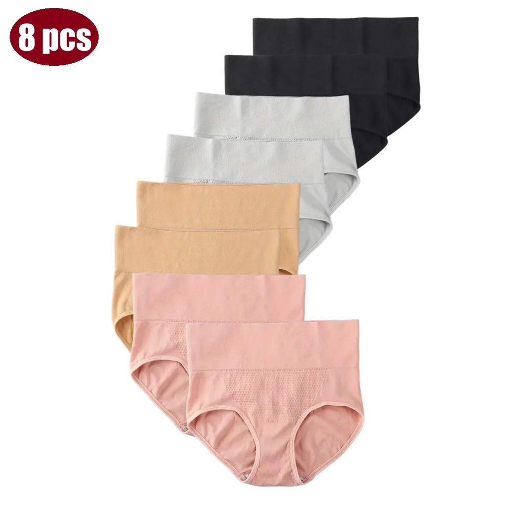 Women's Seamless High-Waist Underwear – 8-Pack Fashionable Briefs