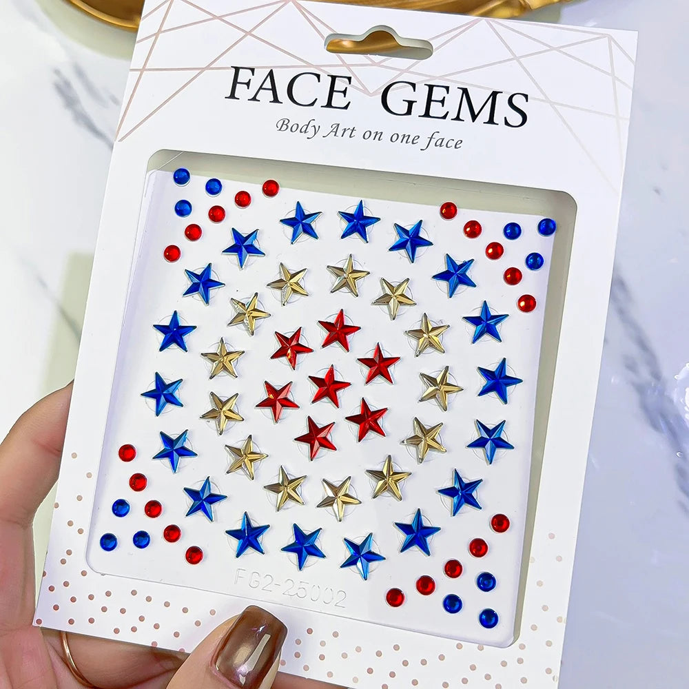 1Sheet 3D Dreamy Shell Pearl Gems Face Stickers Sparkling Mermaid Diamond Temporary Tattoos DIY Body Art Stage Makeup Rhinestone