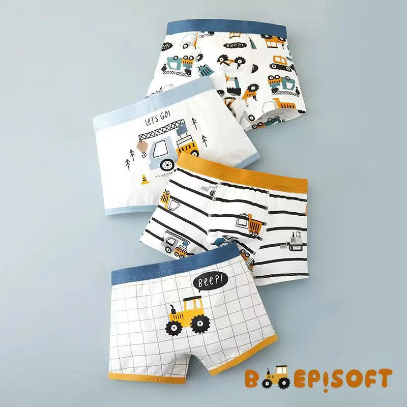 Boys' Underwear – Fun Vehicle & Fire Engine Print Comfortable Briefs & Boxers for Kids