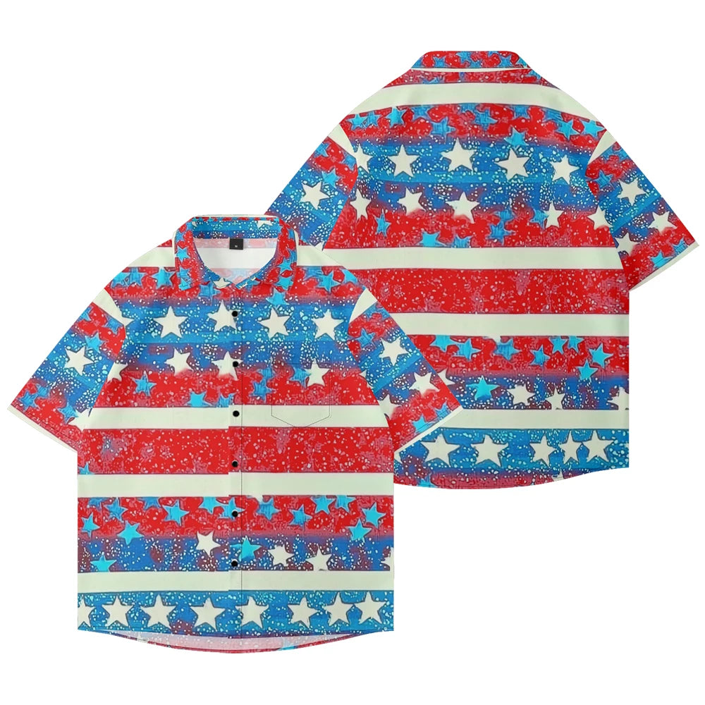 Men's American Flag Hawaiian Shirt – 4th of July Button-Up