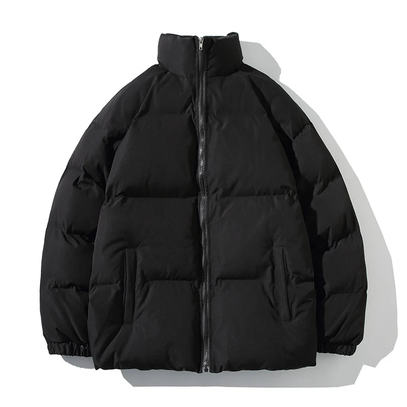 Men's Hooded Fleece-Lined Winter Parka – Korean Style Zip Jacket with Pockets