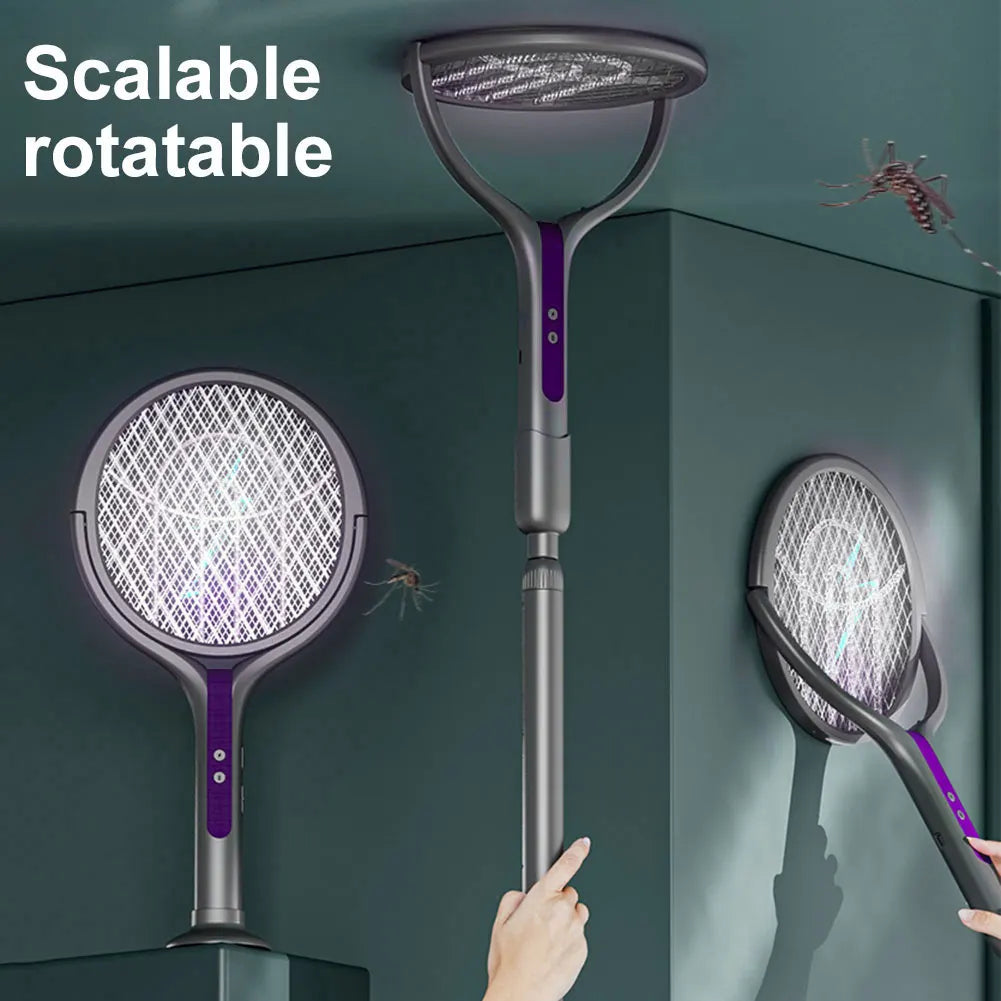 Rotating Head Electric Fly Swatter Rechargeable Fly Zapper 2 in 1 Fly Killer and Mosquito Trap Lamp for Indoor Outdoor