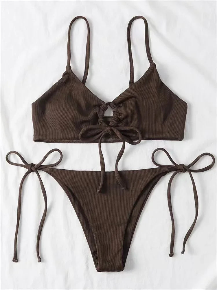 Low Waist Solid Brazilian Bikini Set – Women's 2-Piece Swimsuit