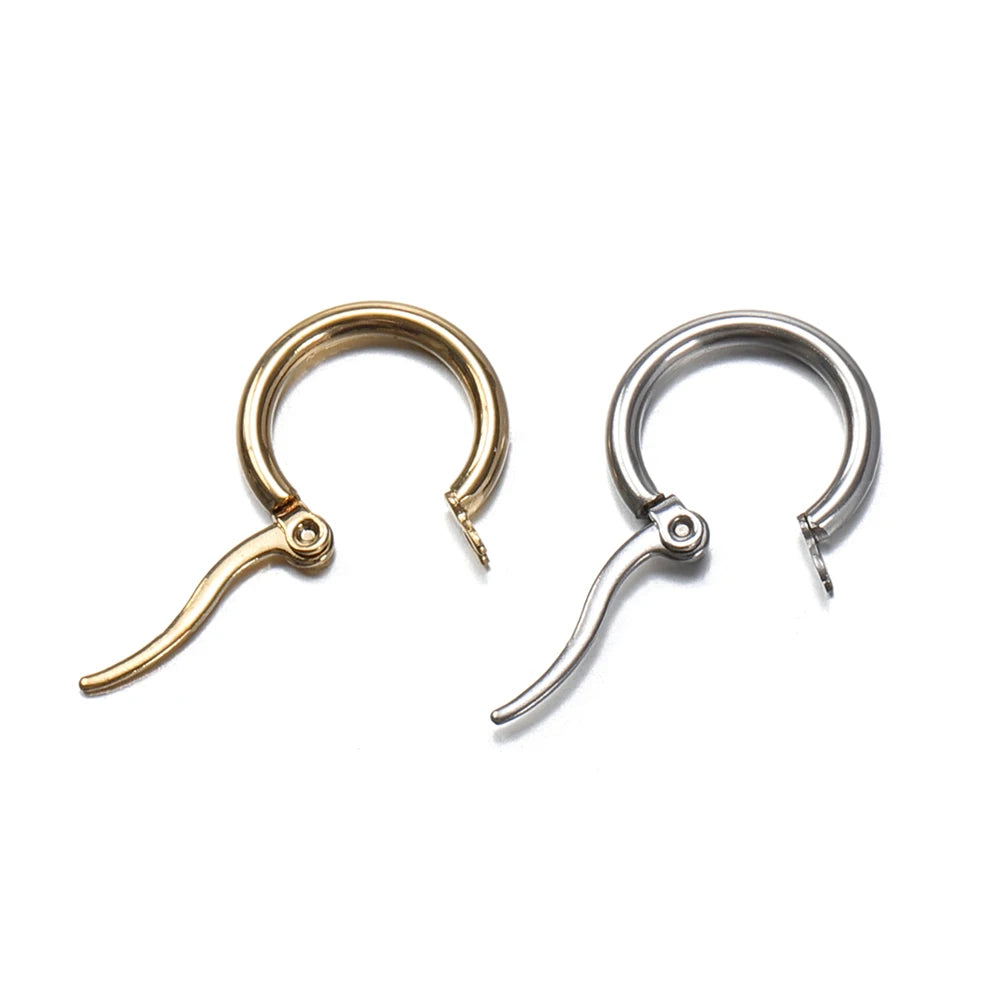 10pcs Stainless Steel Black Open Circle Earrings Hooks 15-30mm Loop Base