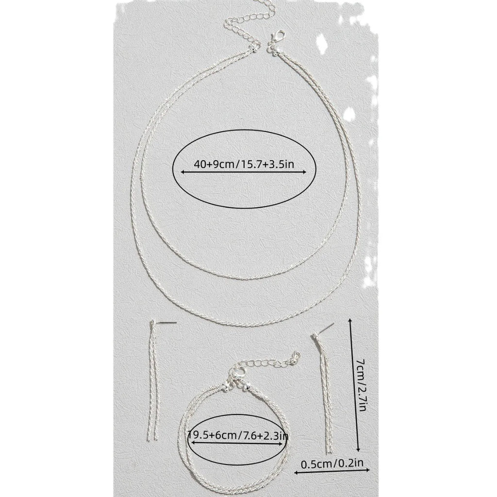 Crystal Necklace, Earrings & Bracelet – Shiny 3-Piece Jewelry Accessories Set