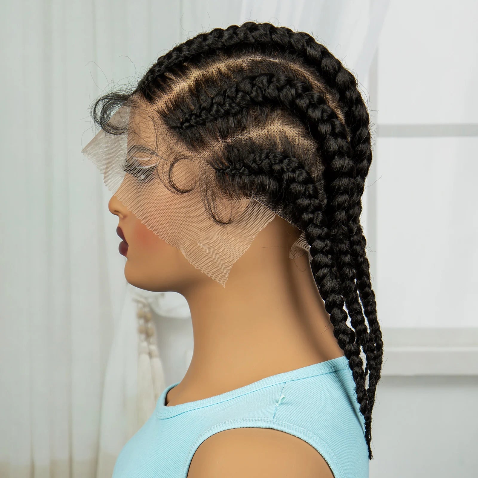 Synthetic Cornrow Braided Wigs Full Lace Short Cute Bob Wigs for Women Girls 14inch Lace Frontal Braided Lace Wig with Baby Hair