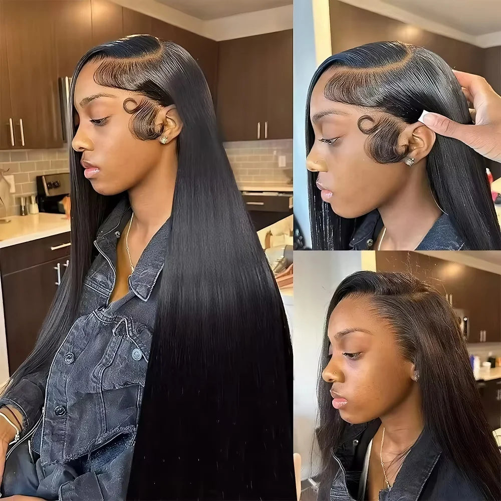 360 Full Lace Bone Straight Wig Human Hair Pre Plucked HD 13X4 Lace Front Wig 30 Inch Glueless Pre Cut 5X5 Closure Wig For Women