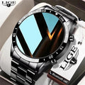 LIGE Men's Bluetooth Smartwatch – Full Touch Steel Sports Watch, IP67 Waterproof