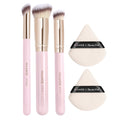 Maange 3-Piece Makeup Brush Set – Concealer, Eye Shadow & Blending Brushes with 2 Triangle Powder Puffs