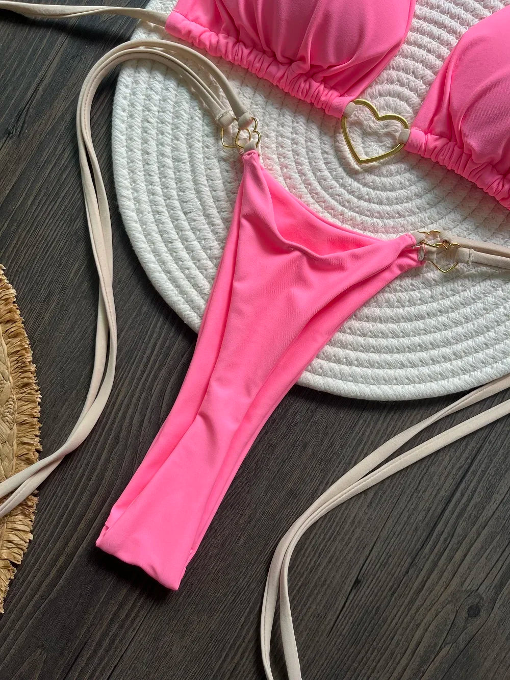 Sexy Halter Solid color Bikini Set Women's Swimsuit Two-piece Triangle Thong Swimwear Bathing Suit Brazilian Biquinis