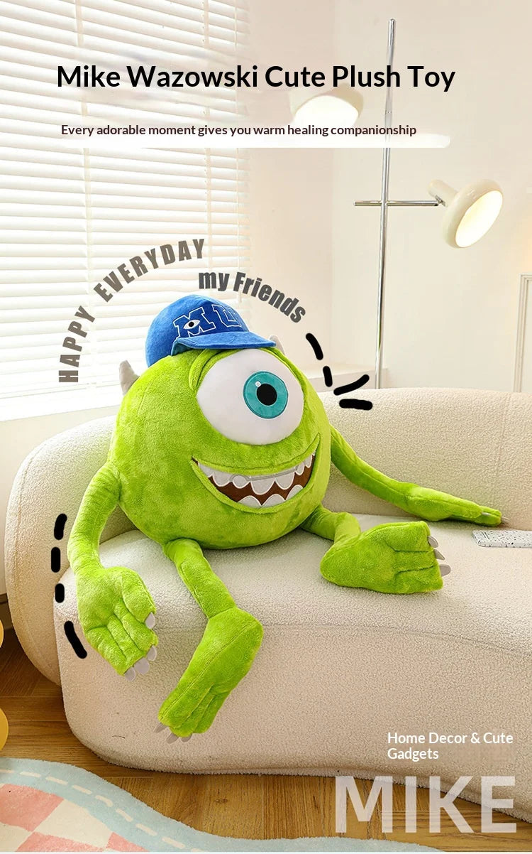 Mike Wazowski Plush Toy | Monsters University Stuffed Animal | Soft PP Cotton | 35cm, 60cm & 80cm