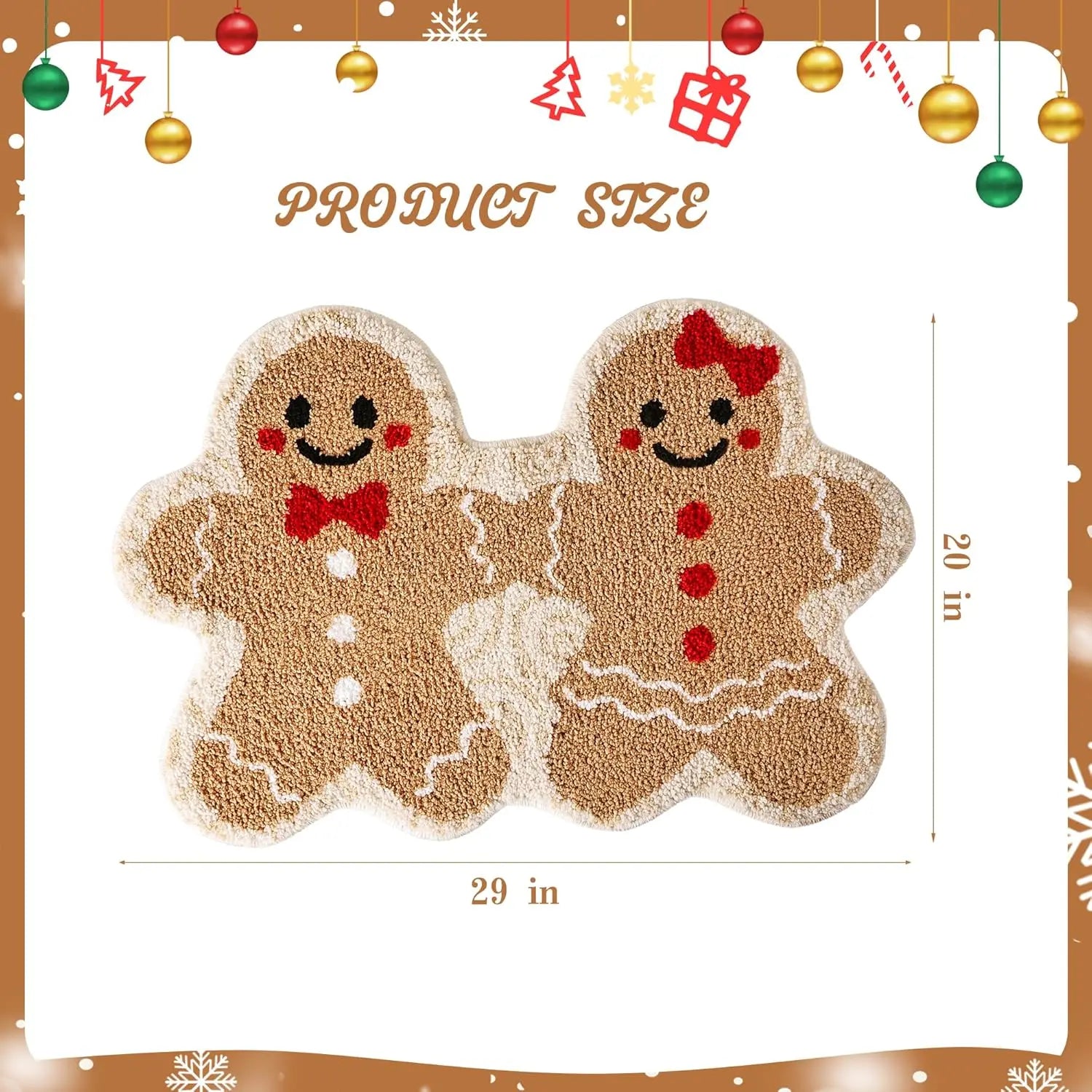 VIKAMA Christmas Gingerbread Man Couple Carpet Bedroom Soft Comfortable Foot Pad Bathroom Non Slip Absorbency  Mat Home Decor