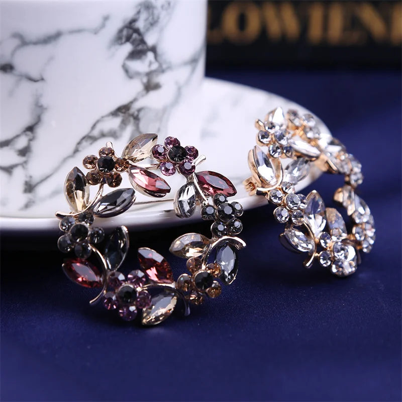 High-end exquisite leaf ring rhinestone brooch corsage collar pin pin jewelry clothing accessories