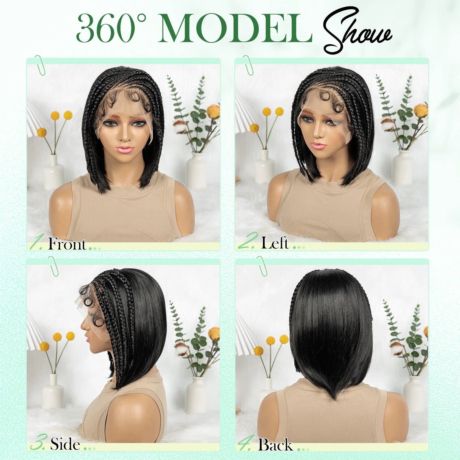 Synthetic Cornrow Braided Wigs Straight 13x4 Lace Frontal Wig With Baby Hair Partition Design With Braided For Black Women