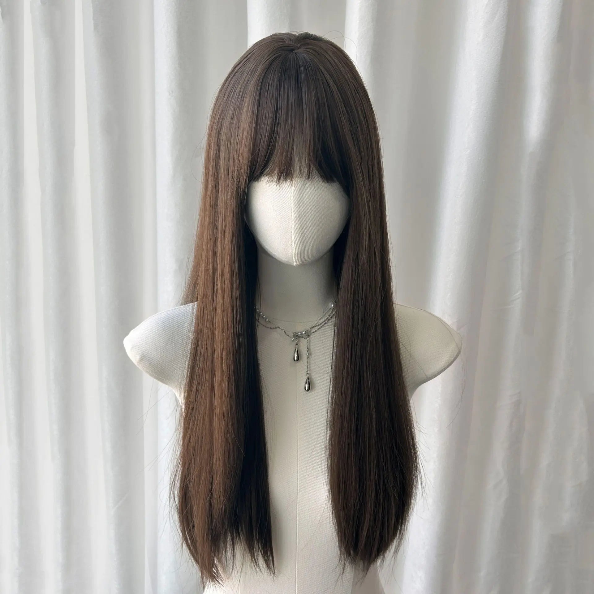 Ashely Black Brown Wig for Woman 24inch Daily Use Lolita Water Wavy Big Waves Long Curly Hair Long Straight Hair Synthetic Wigs