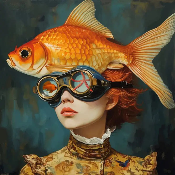 Surrealism Fish Woman Portrait Poster Prints For Living Room Home Decor Abstract Underwater Magic Girl Canvas Painting Wall Art