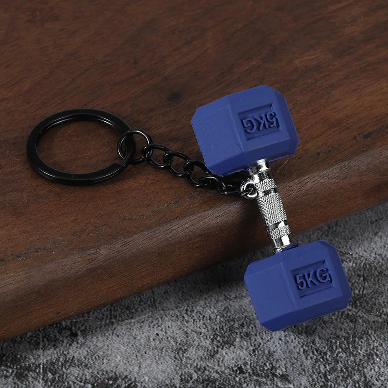 3D PVC Sports Fitness Pendant Mini Barbell Plates Keychain Kettlebells Water Cups Simulation Dumbbell Keyring Creative Bag Charm