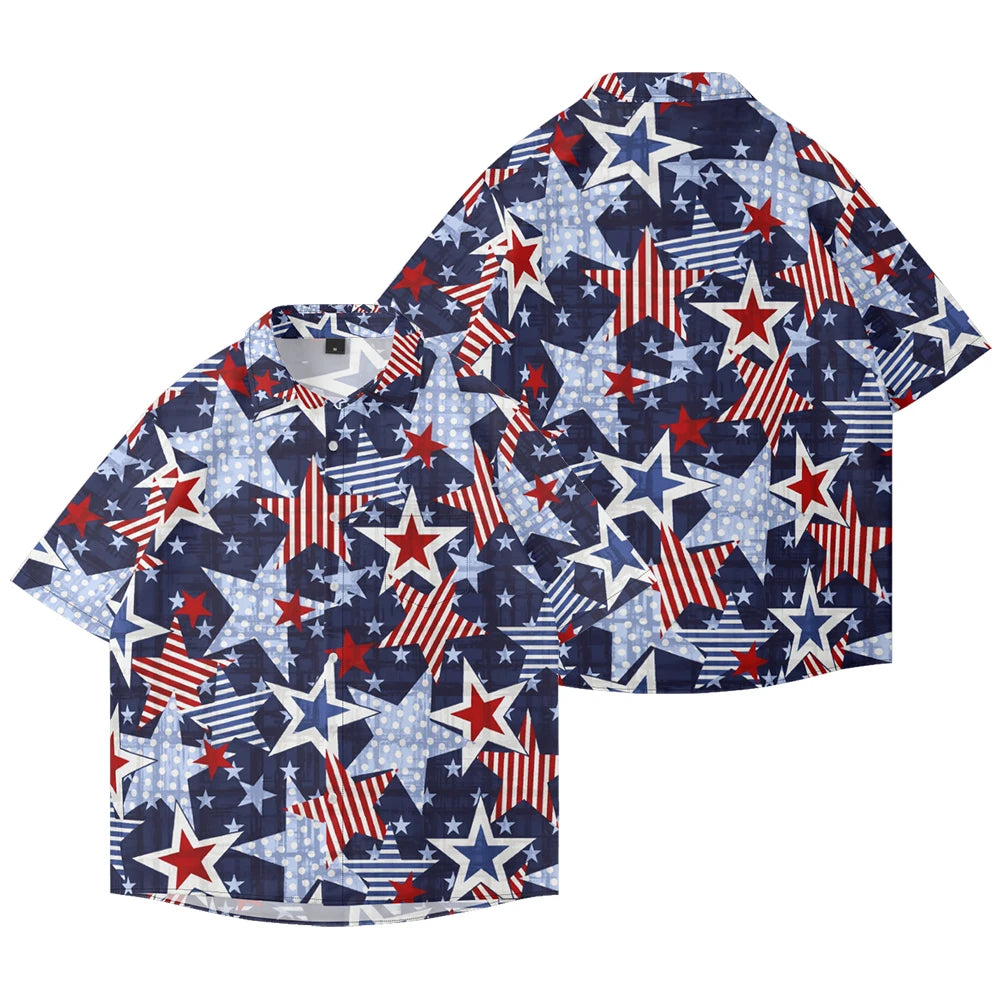 Men's American Flag Hawaiian Shirt – 4th of July Button-Up