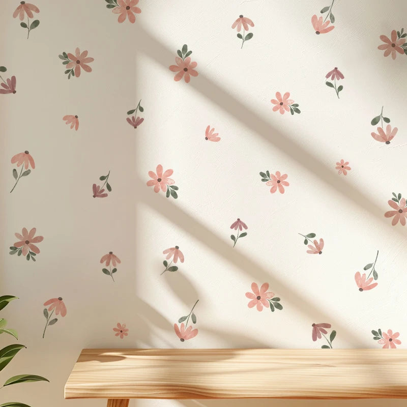 30pcs Boho Little Flower Wall Stickers | Removable PVC Floral Decals | Living Room Bedroom Nursery Home Decor