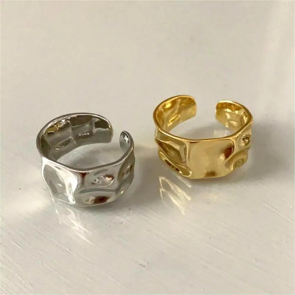 1/3 PCS Stackable Stainless Steels Adjustable Ripple Rings 18K Plated Gold Silver Minimalist Irregular Rings for Women Jewelry