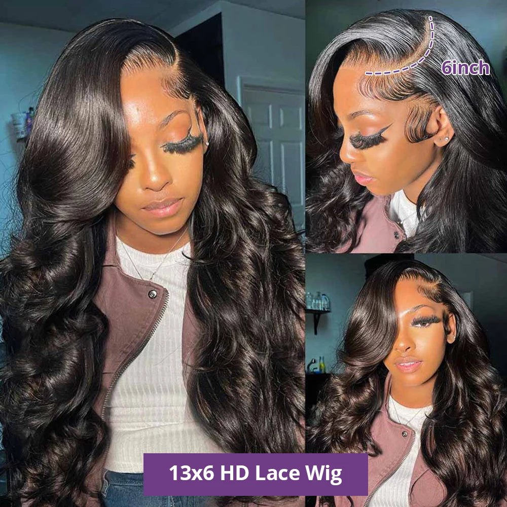 Body Wave 40 42 Inch 13x4 13x6 HD Transparent Lace Frontal Wig  Human Hair Wig 360 Full Lace Front Wig Brazilian Pre Plucked