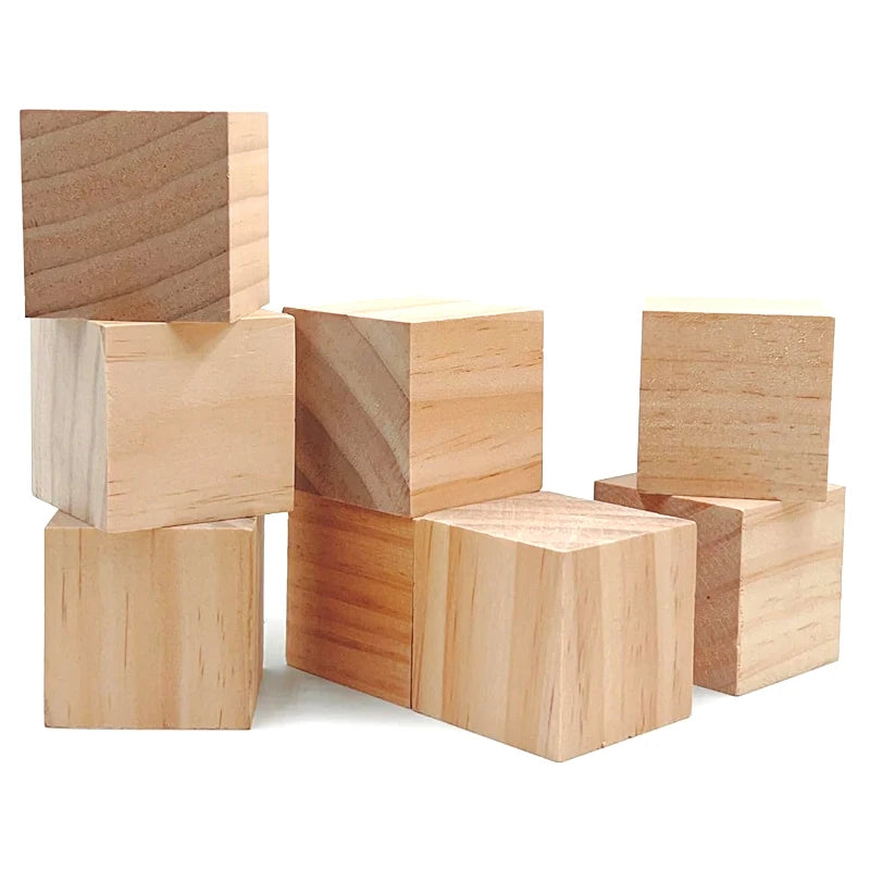 Unfinished Wood Cubes for Crafts | 12pcs 3.5cm Natural Pine Square Blocks | DIY Painting, Decor & Party Projects