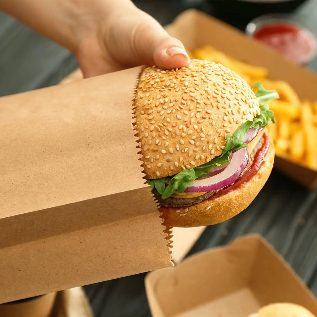 Paper Lunch Bags 50/100PCS Kraft Paper Sandwich Bags for Bread Snack Small Paper Grocery Bags Food Packaging Take Away Bag