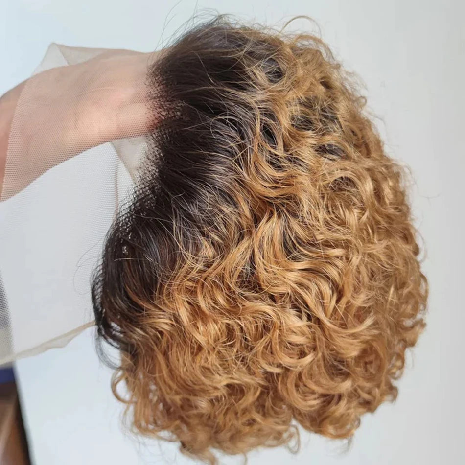 Pixie Cut Wig Short Bob Human Hair Wigs Blonde Burgundy 1B 30 Brown Color 13x1 Transparent Lace Wig For Women Natural Color Remy