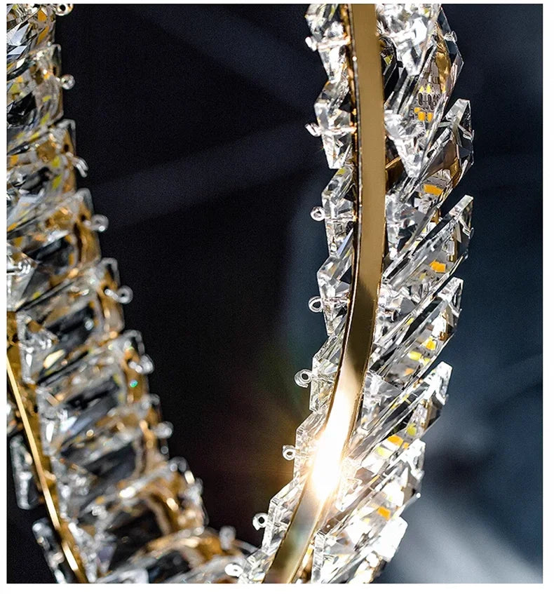 Luxury LED Crystal Pendant Light | Modern Chandelier for Bedroom & Living Room | 3 Color Modes | 90–260V