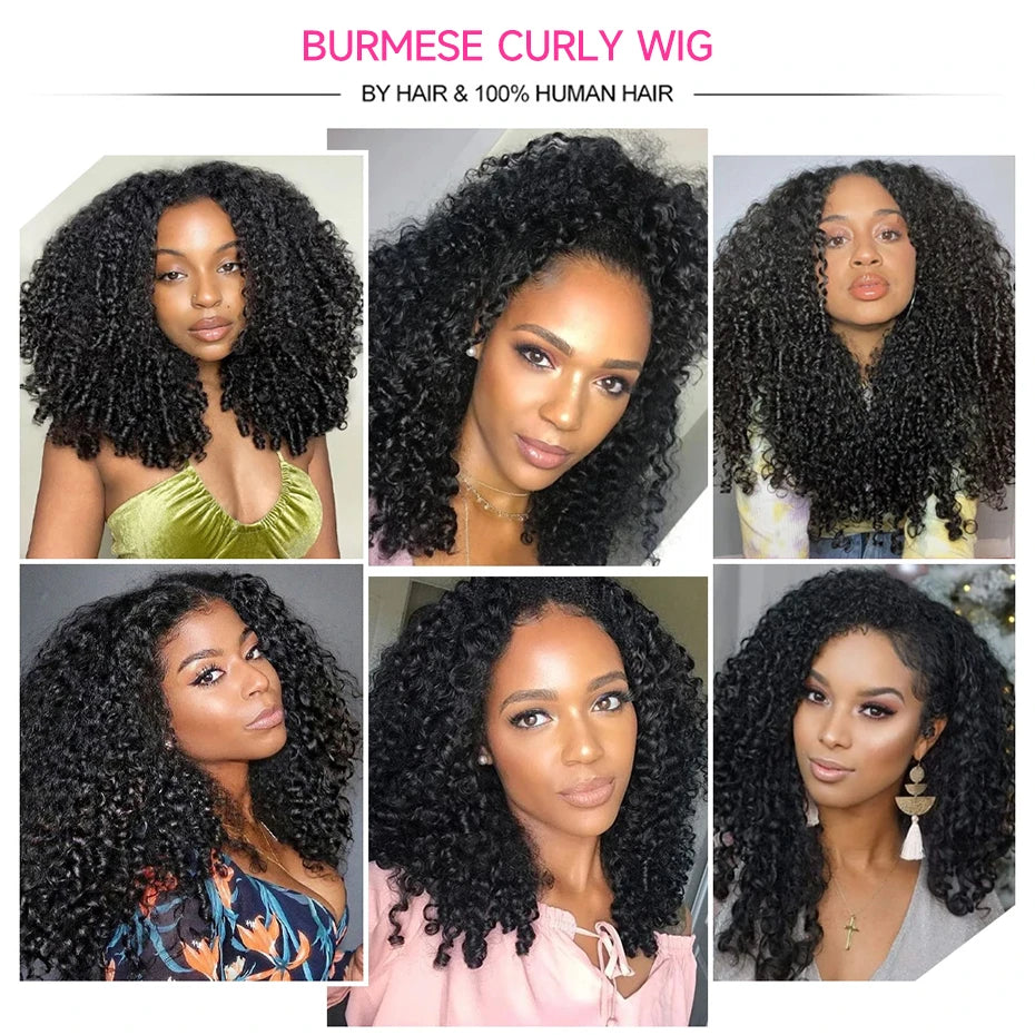 300% Density 30 36 Inch 13x4 13x6 Hd Full Lace Frontal Wig Raw Burmese Curly Lace Front Wig With Spiral End Loose Deep Wave Wigs