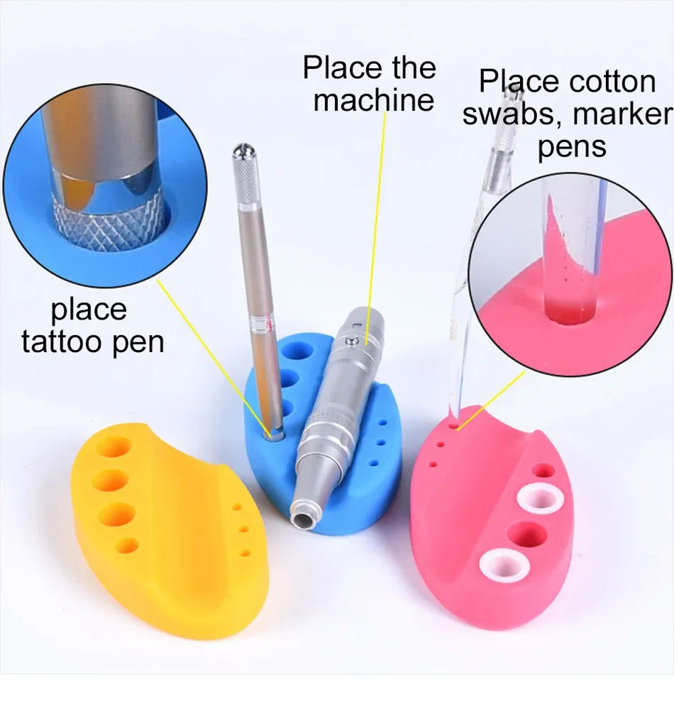 Oval Silicone Porta Cosmeticos Holder Stand For Microblading Pigment Ink Cup Machine Permanent Makeup Tattoo Accessories Supplie