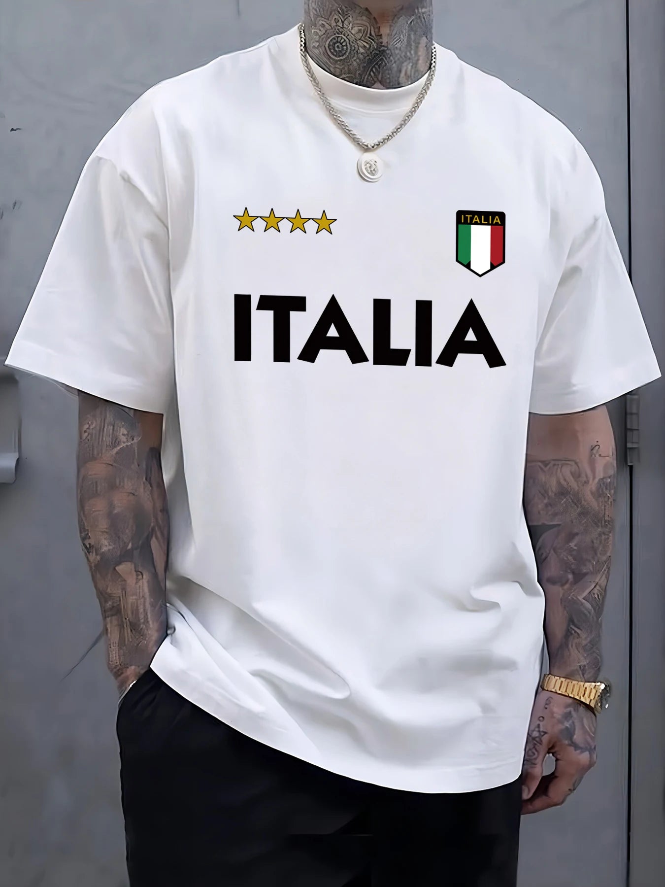 Italian Flag T-Shirt – Unisex Oversized Cotton Casual Summer Tee