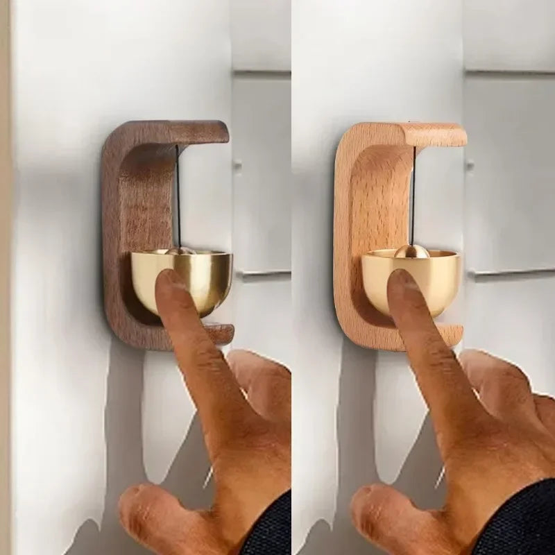 Wooden Magnetic Wind Chime Doorbell | Brass Jingle Bell Entry Reminder | Nordic Minimalist Home Decor Door Pendant