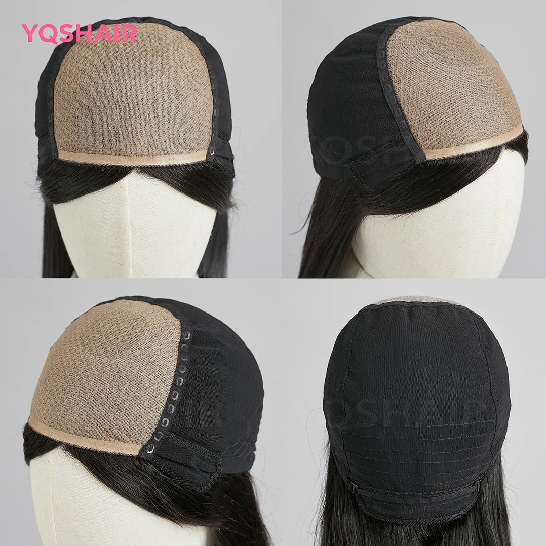 6x6inch Silk Base Topper with Air Bangs Virgin European Human Hair Wig for Women Silk Top with PU Front Glueless Soft Breathable