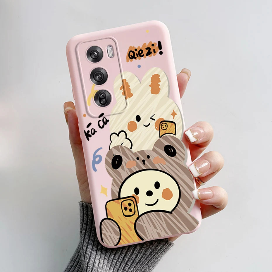 OPPO Reno 12 Pro 5G Phone Case – Cute Rabbit & Panda Soft Silicone Cover (CPH2629)