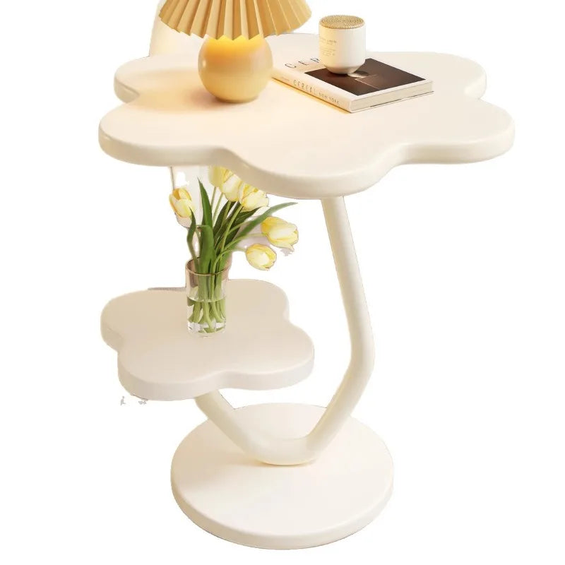 Cream Windblown Hair Coffee Table – Modern Minimalist Small Side Table for Living Room