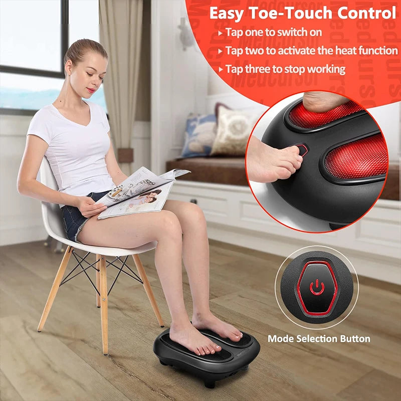 Electric Foot Massager with Heat Compress – Shiatsu Foot Massage Machine for Pain Relief
